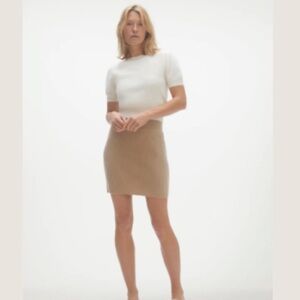 NAKED CASHMERE Sirena Ribbed Pencil Skirt in Dune Small